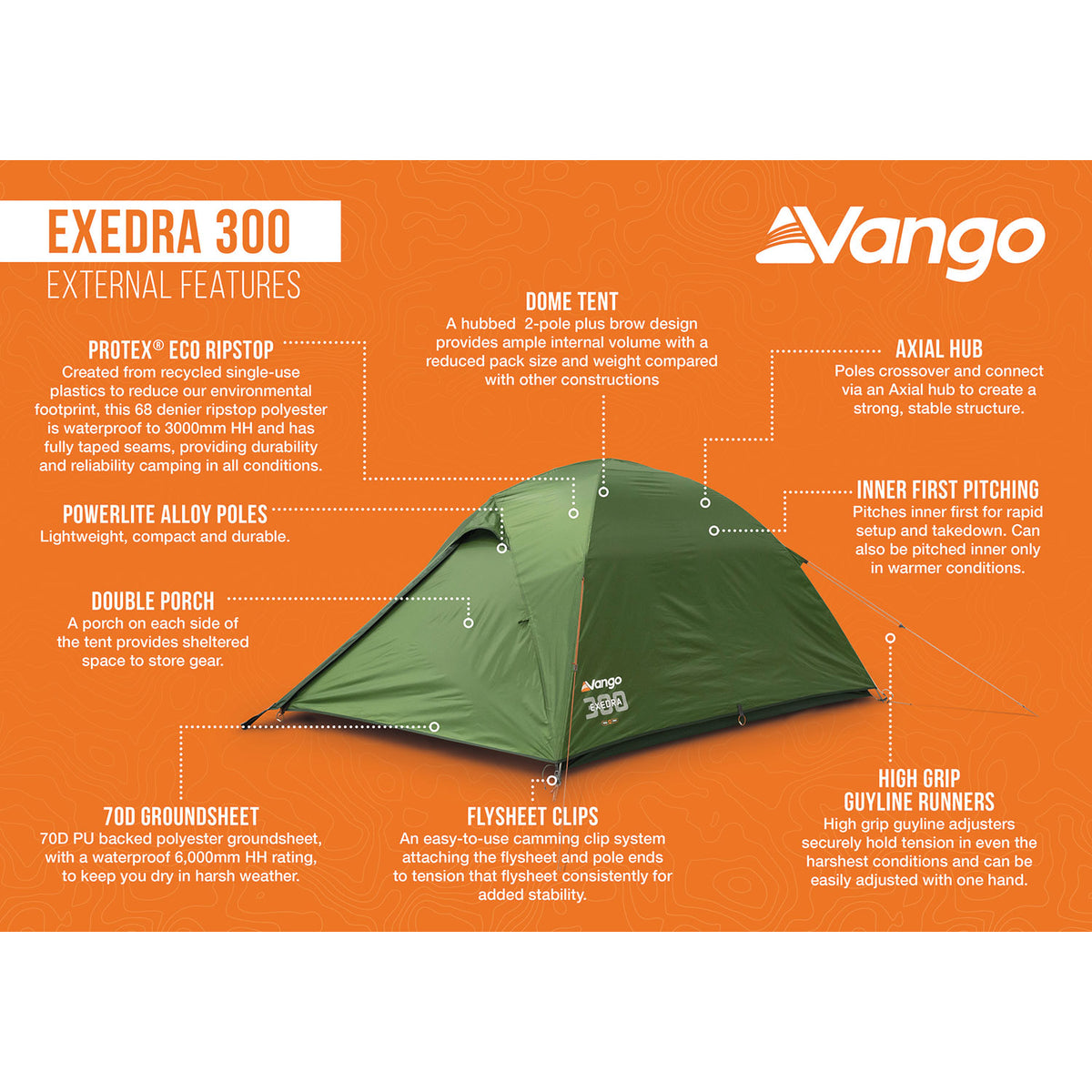 Vango Exedra 300 Lightweight 3-Person Tent Tents Vango