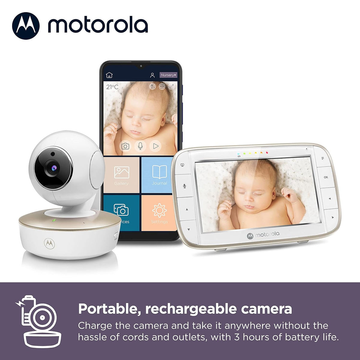 Motorola VM855 5.0" Portable Wifi Video Baby Monitor Baby Monitors Motorola   