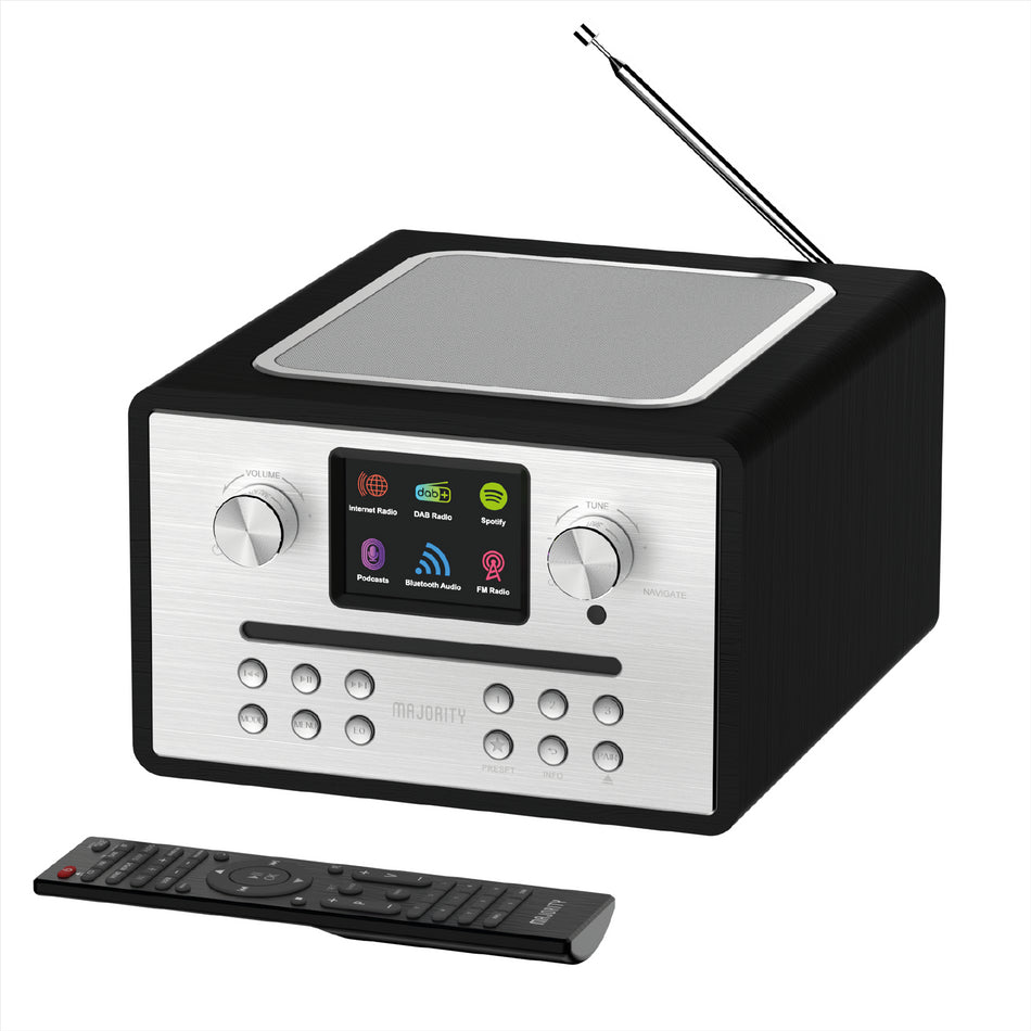 Majority Homerton 2 Smart Internet DAB FM Radio CD Player Bluetooth Spotify USB Alarm Black Digital Radios Majority   