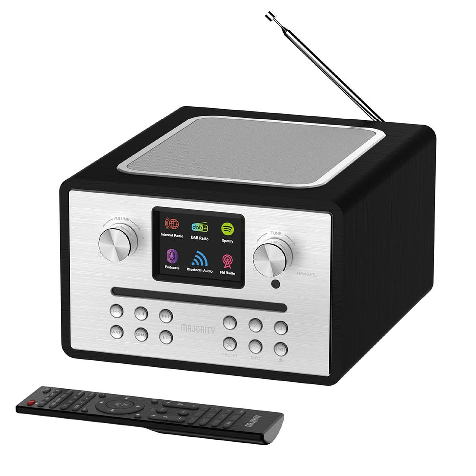 Majority Homerton 2 Smart Internet DAB FM Radio CD Player Bluetooth Spotify USB Alarm Black Digital Radios Majority