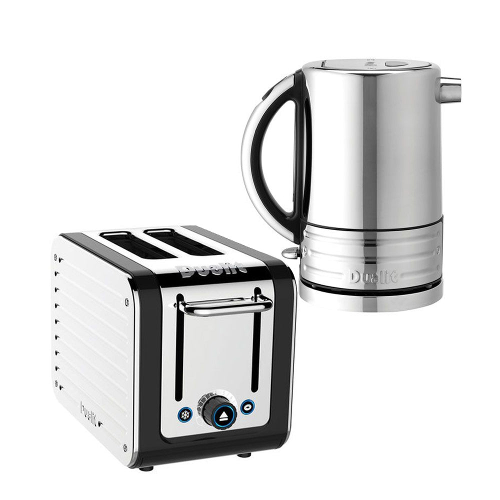 Dualit Architect Kettle & 2 Slice Toaster Set in Black & Brushed Steel Kettle and Toaster Bundles Dualit