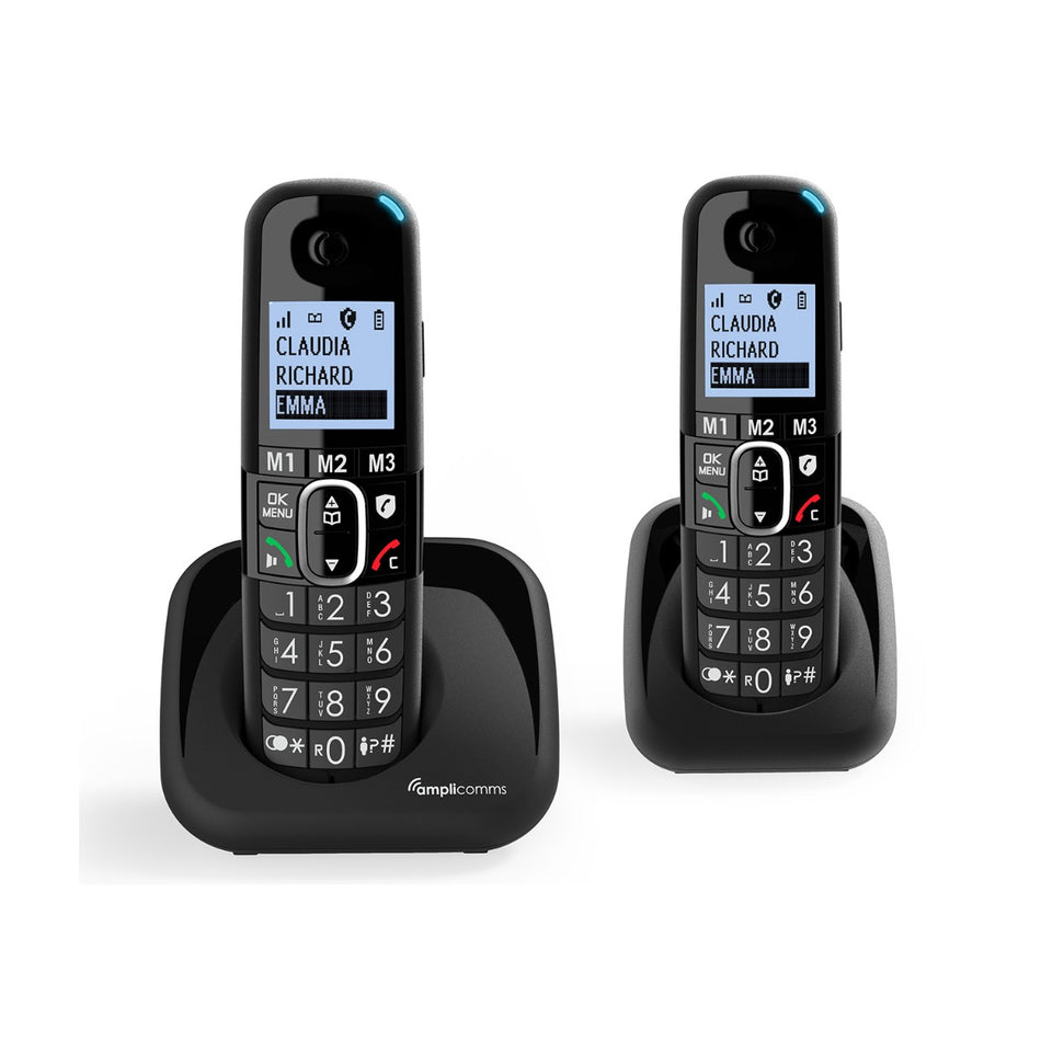 Amplicomms BigTel 1502 Big Button Cordless Phone, Twin Handset
