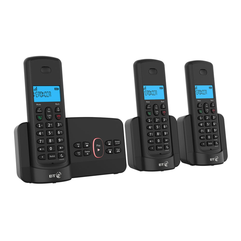 BT 3110 Cordless Phone Trio Handset with Answer Machine Landline Phones BT   