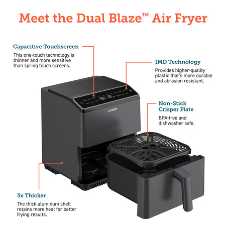 COSORI Dual Blaze 6.4 Litre Smart Air Fryer Air Fryers Cosori   