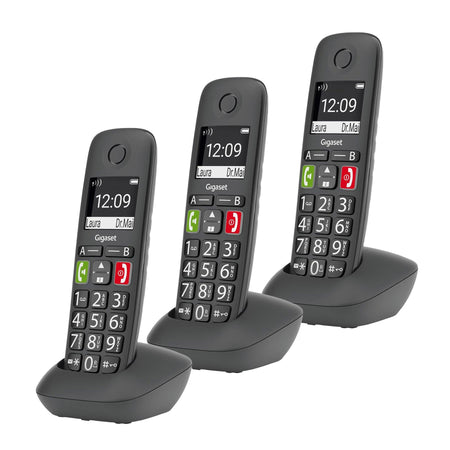 Gigaset E294 Big Button Cordless Phone, Three Handsets Landline Phones Gigaset