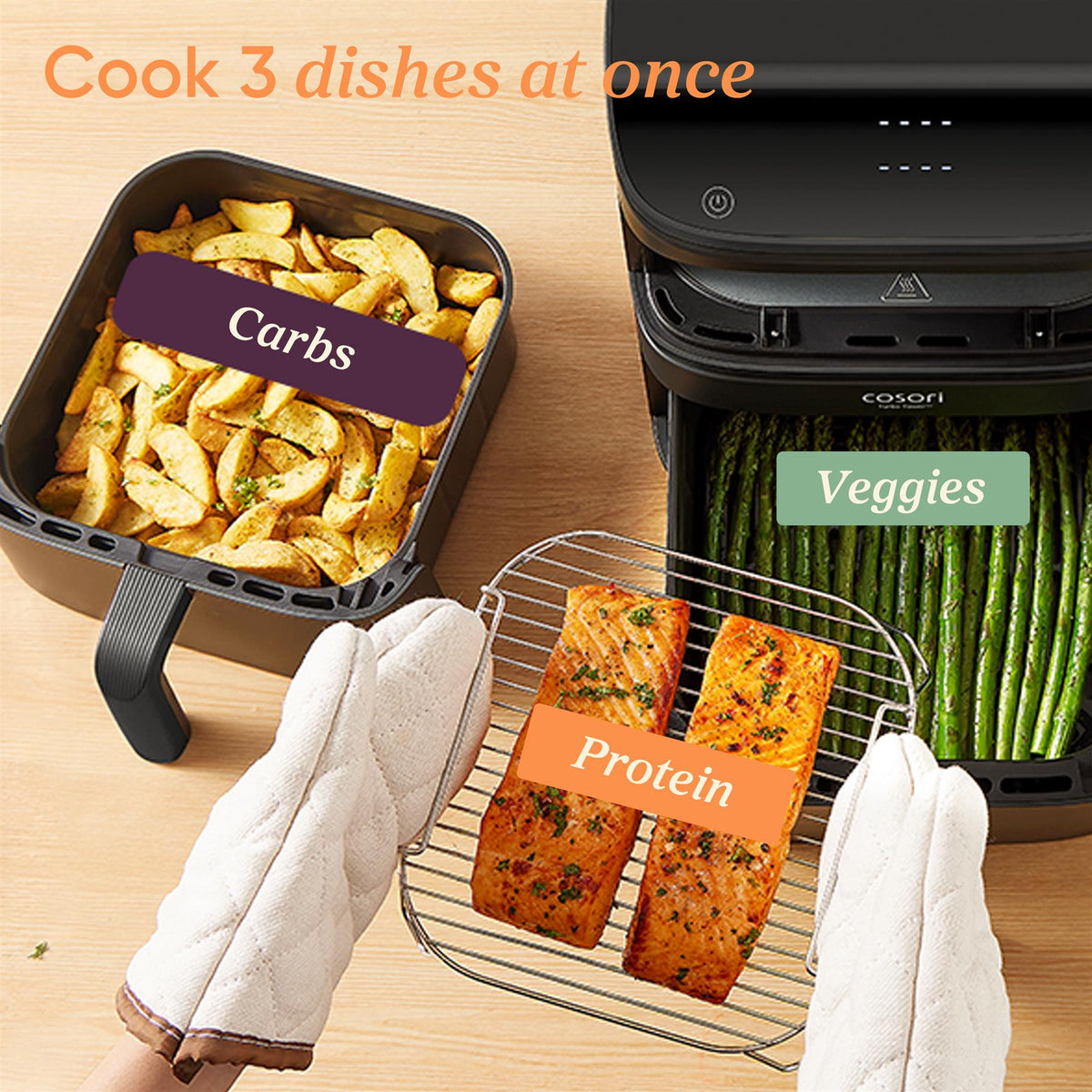 COSORI Turbo Tower 10.8L Air Fryer | Dual Basket, 7-in-1, Space Saving, 7 Settings Air Fryers Cosori