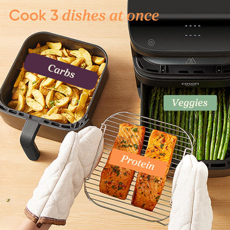 COSORI Turbo Tower 10.8L Air Fryer | Dual Basket, 7-in-1, Space Saving, 7 Settings Air Fryers Cosori