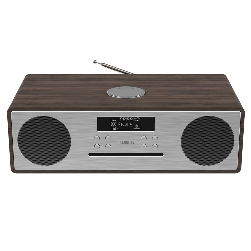 Majority Oakington Bluetooth Hi-Fi Compact Stereo System FM DAB Radio & CD Player Walnut Digital Radios Majority   