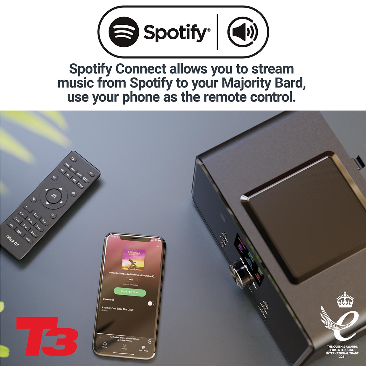 Majority Bard 4 inch Speakers Subwoofer DAB+ Internet Radio Spotify Bluetooth Black Digital Radios Majority