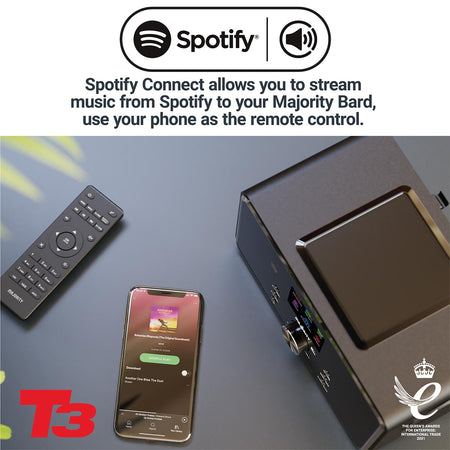 Majority Bard 4 inch Speakers Subwoofer DAB+ Internet Radio Spotify Bluetooth Black Digital Radios Majority