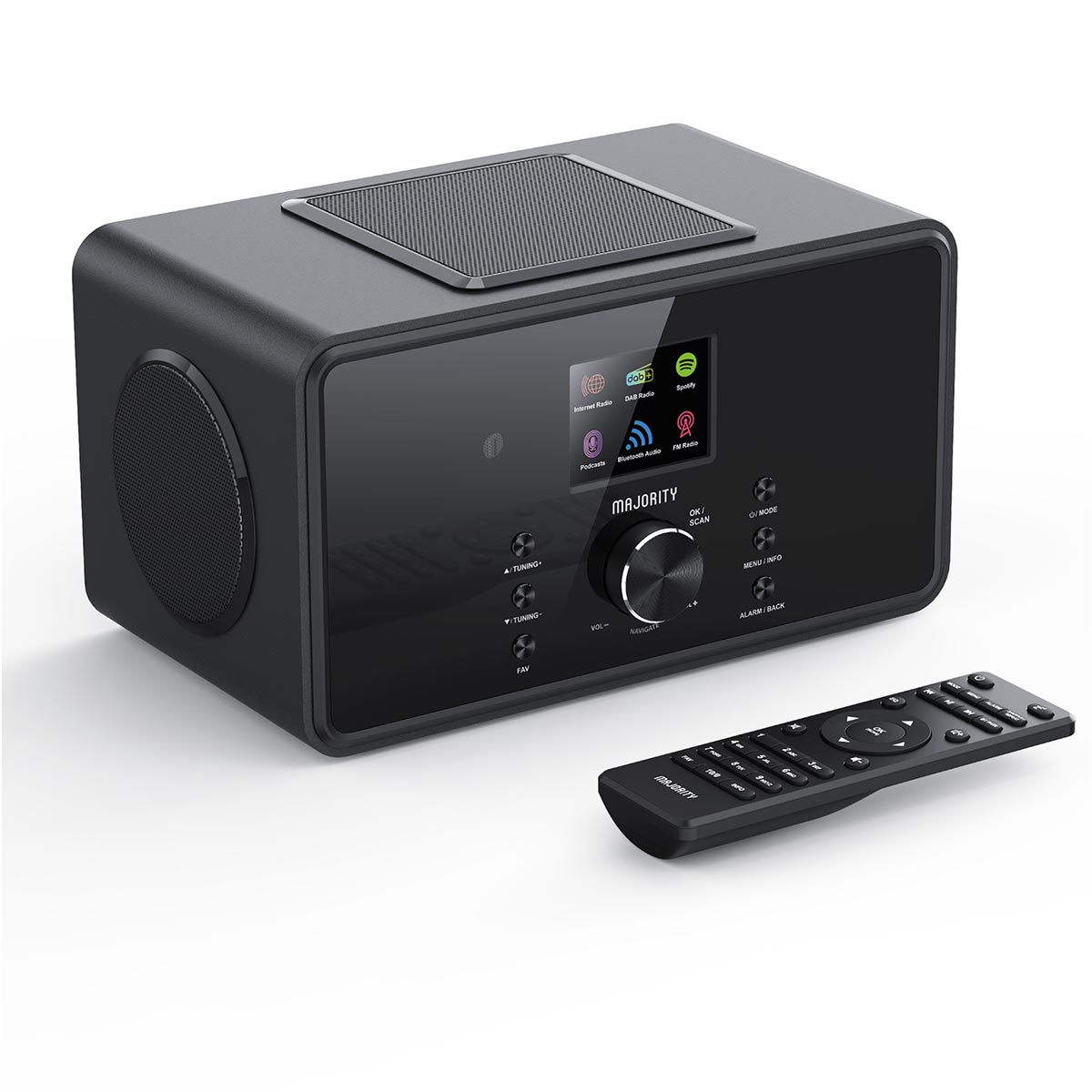 Majority Bard 4 inch Speakers Subwoofer DAB+ Internet Radio Spotify Bluetooth Black Digital Radios Majority