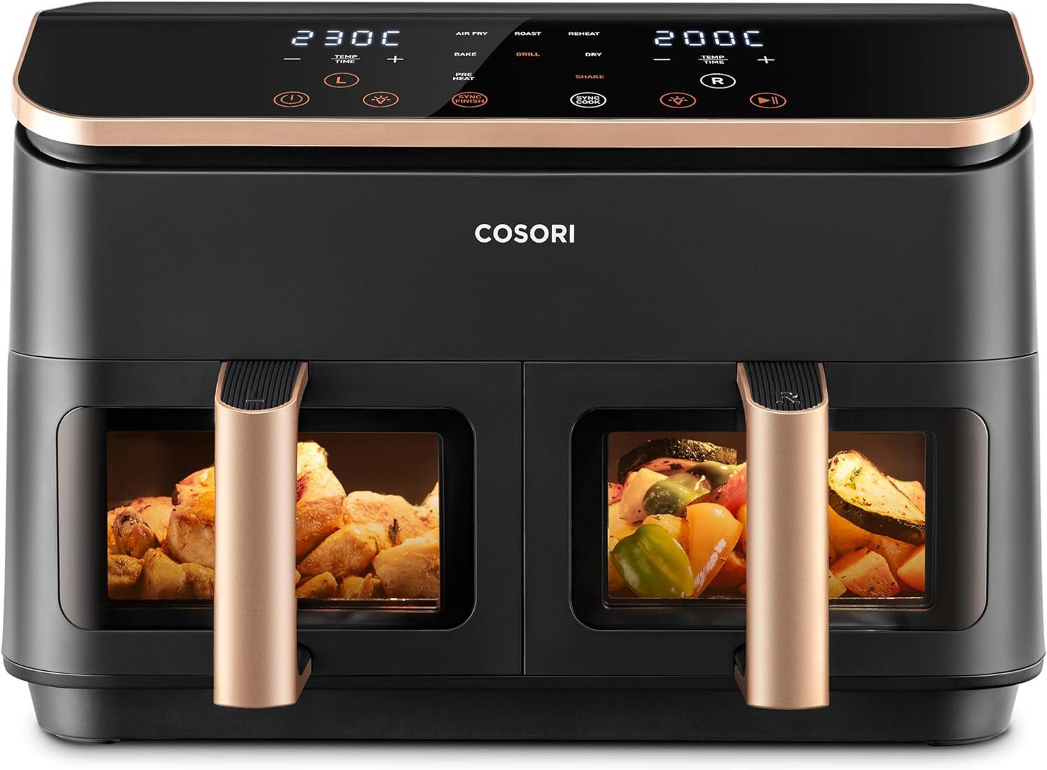 COSORI Dual Basket 8.5 Litre Air Fryer - Golden Air Fryers Cosori