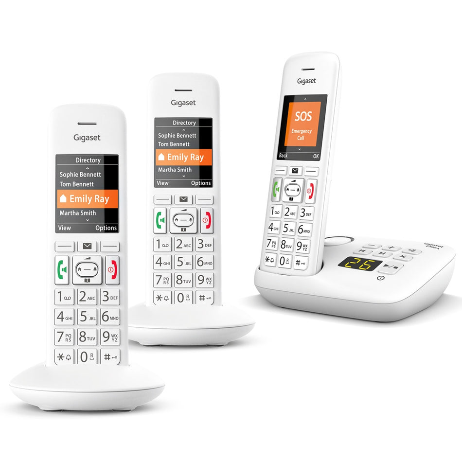 Gigaset Premium E390A Cordless Phone, Trio Handset with Big Buttons