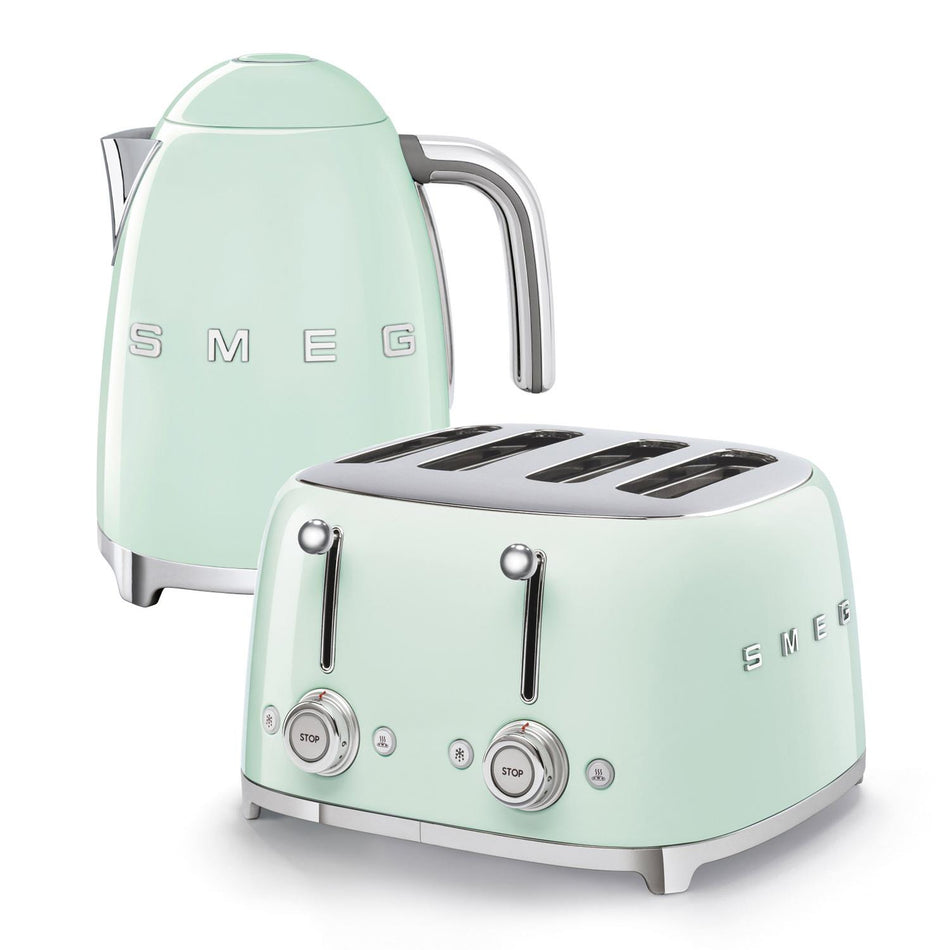 Smeg 4-Slice Toaster & KLF03 Kettle Set in Pastel Green