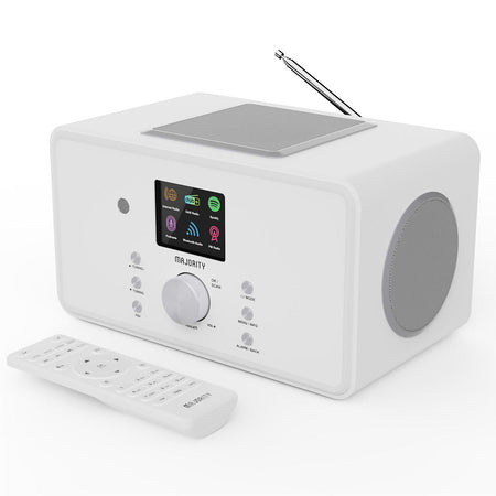 Majority Bard 4 inch Speakers Subwoofer DAB+ Internet Radio Spotify Bluetooth White Digital Radios Majority