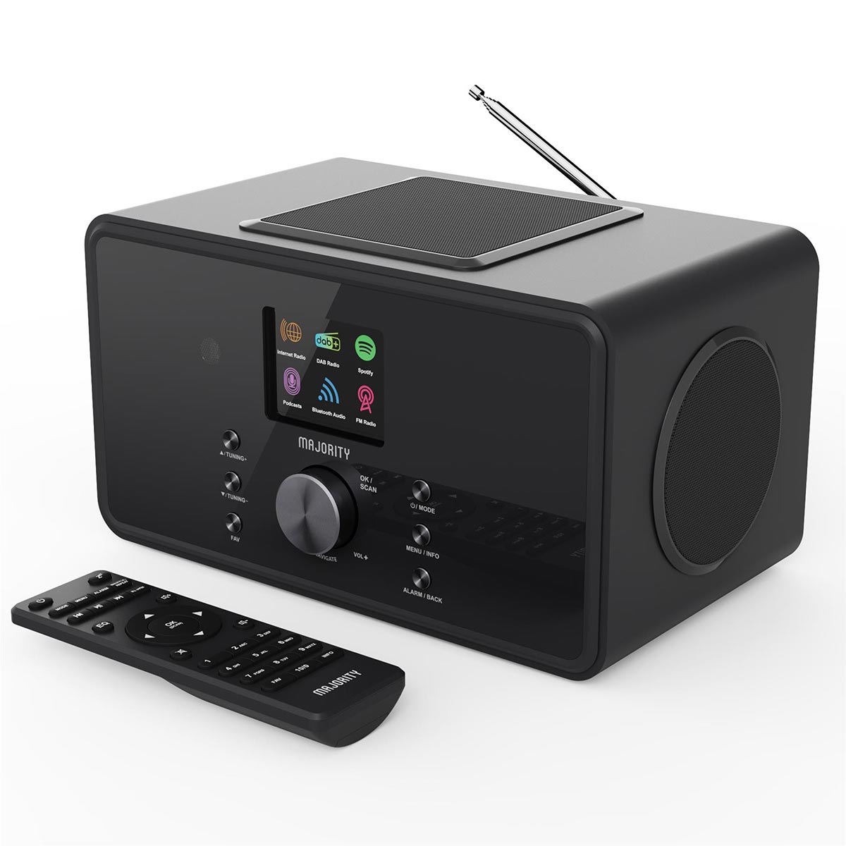 Majority Bard 4 inch Speakers Subwoofer DAB+ Internet Radio Spotify Bluetooth Black Digital Radios Majority