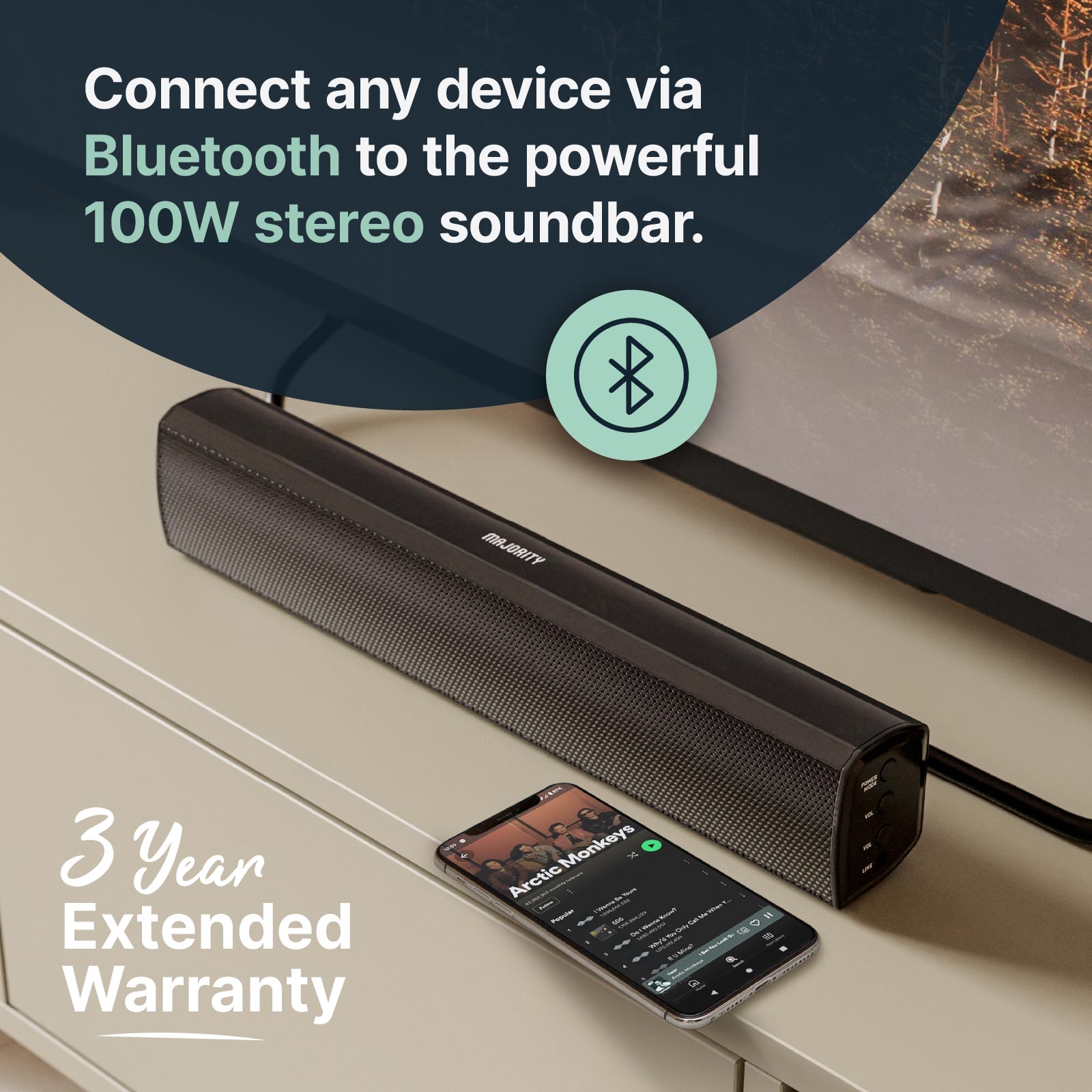 Majority Bowfell Plus Bluetooth Sound Bar with Subwoofer Soundbars Majority