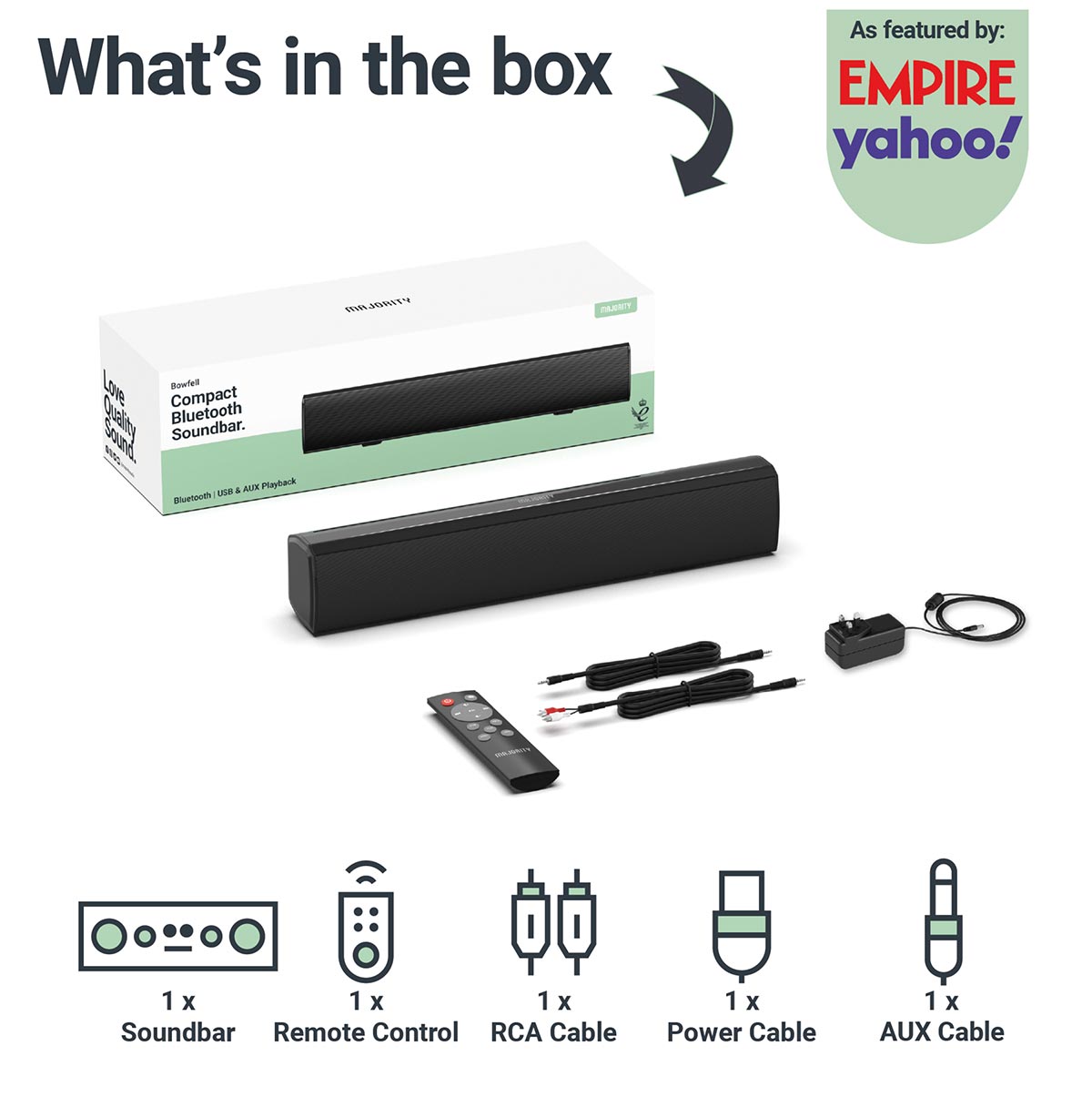Majority Bowfell Bluetooth Soundbar for TV & Computer - Black Soundbars Majority
