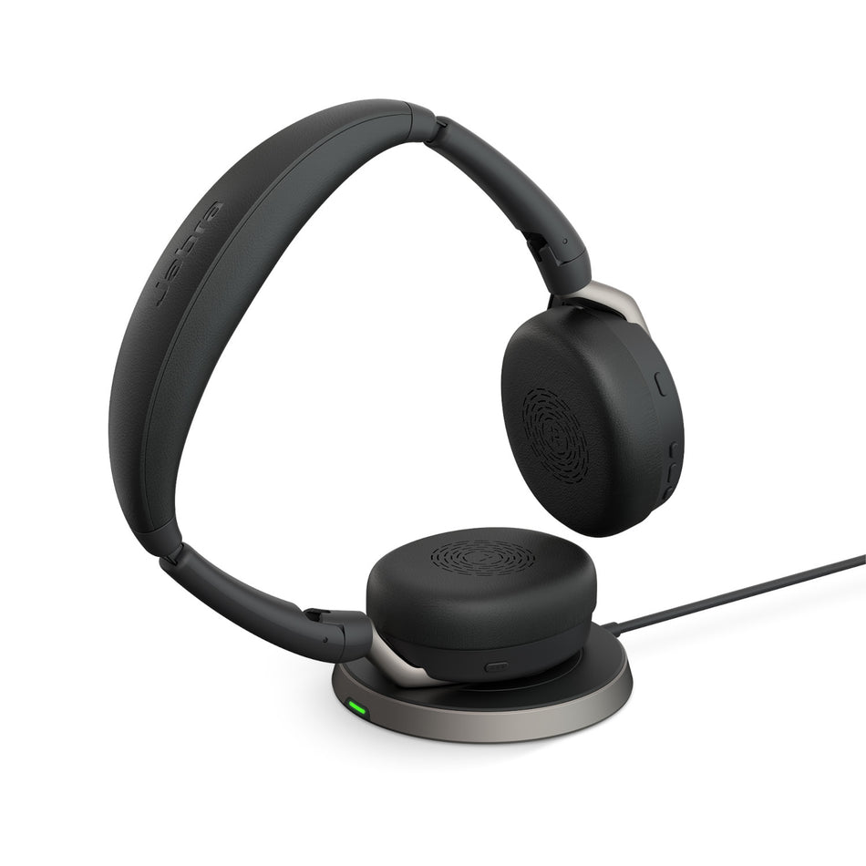 Jabra Evolve2 65 Flex USB-A MS Stereo Wireless Headset in Black with wireless charging