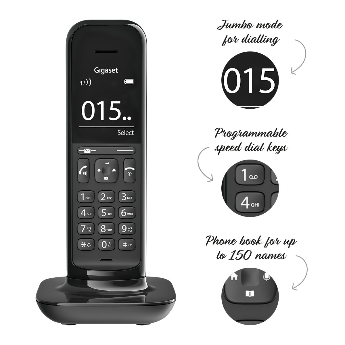 Gigaset Hello Designer Cordless Phone, Trio Handset without Answer Machine Landline Phones Gigaset   