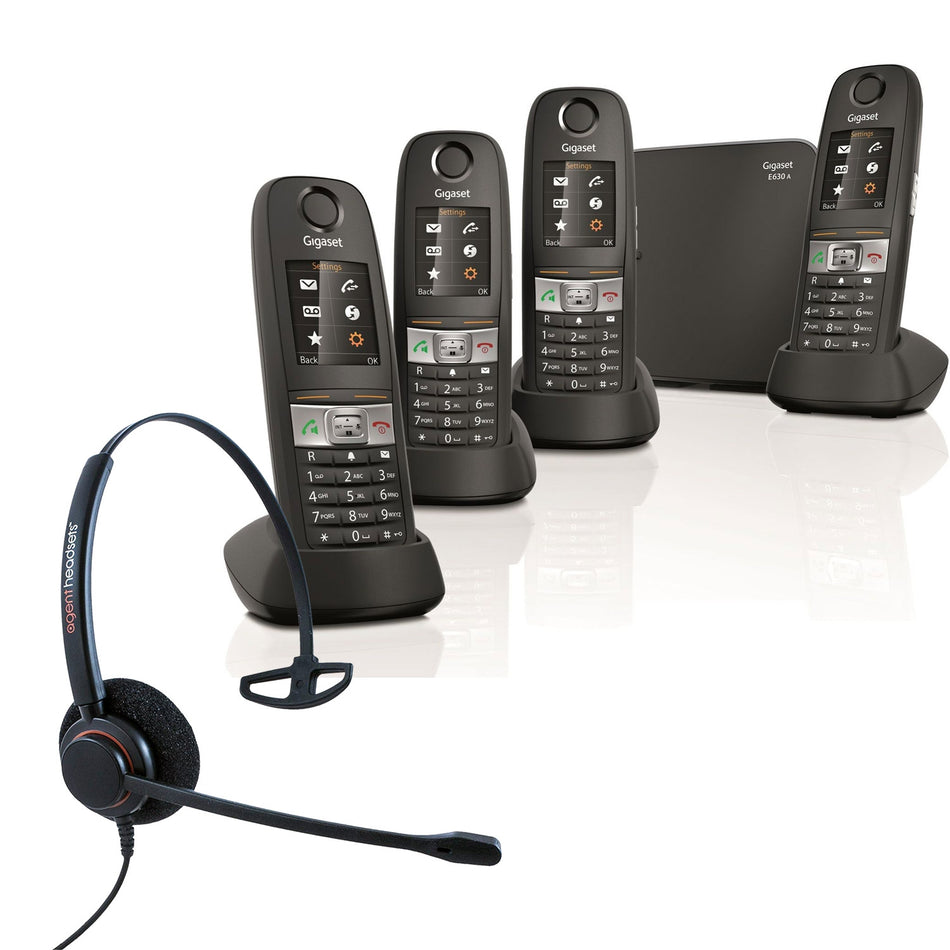 Siemens Gigaset E630A Quad Cordless Phones with Corded Headset