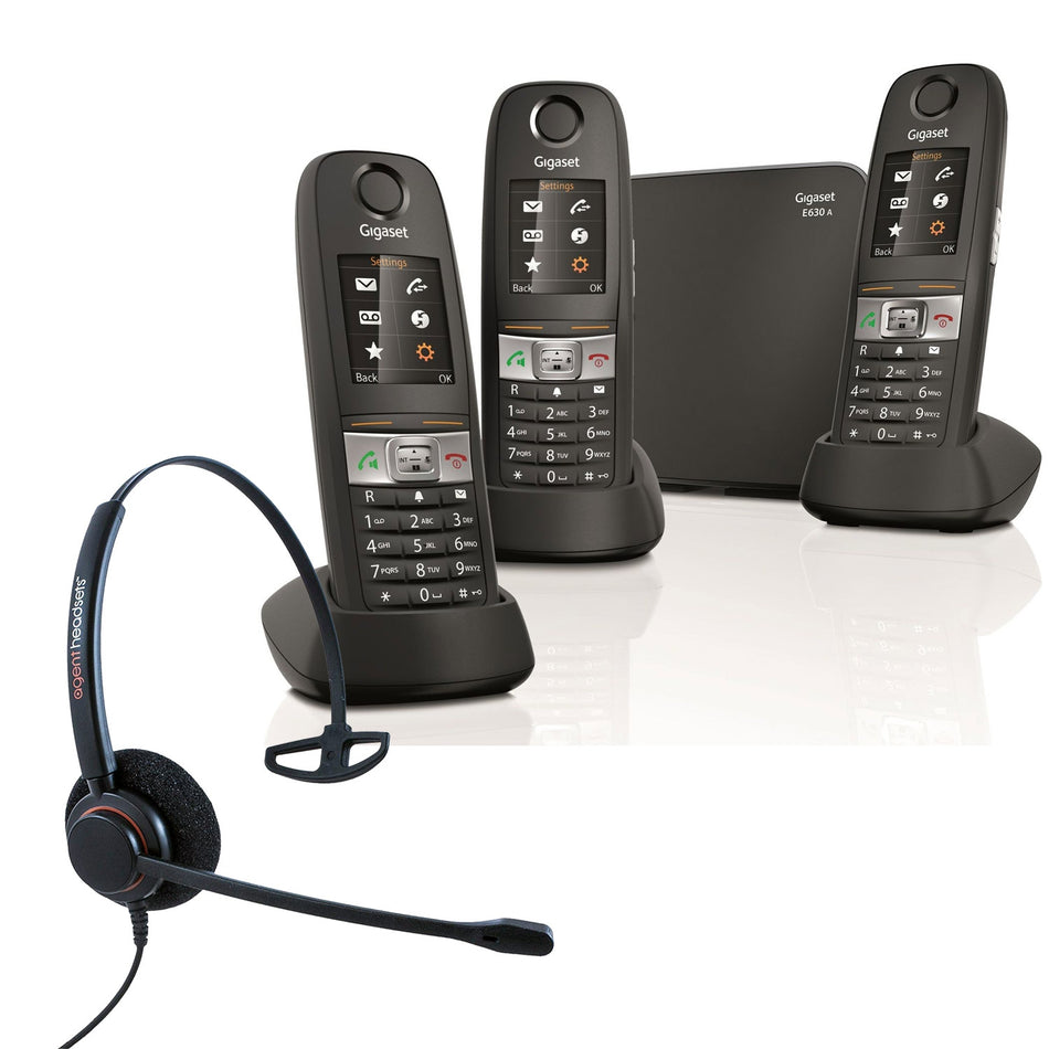 Siemens Gigaset E630A Trio Cordless Phones with Corded Headset