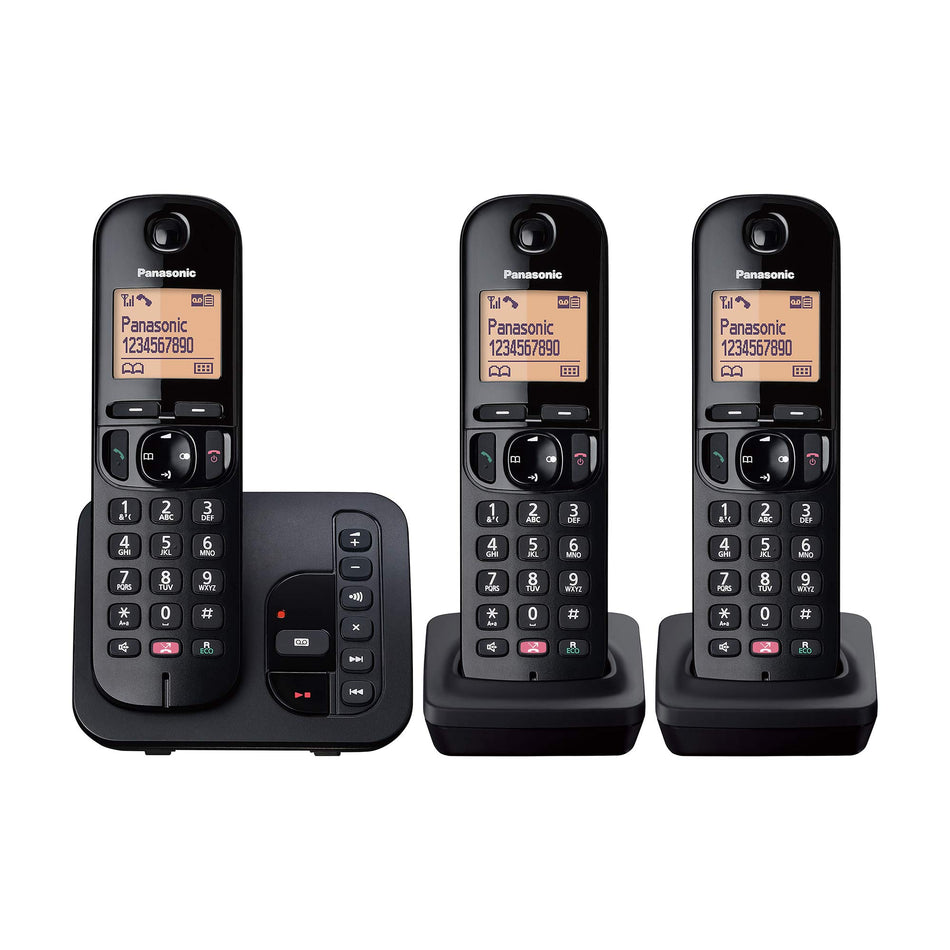 Panasonic KX-TGC263EB Cordless Phone, Three Handsets with Answering Machine