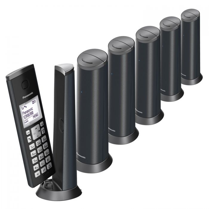Panasonic KX-TGK226EB Designer Cordless Phone, Six Handset with Answer Machine