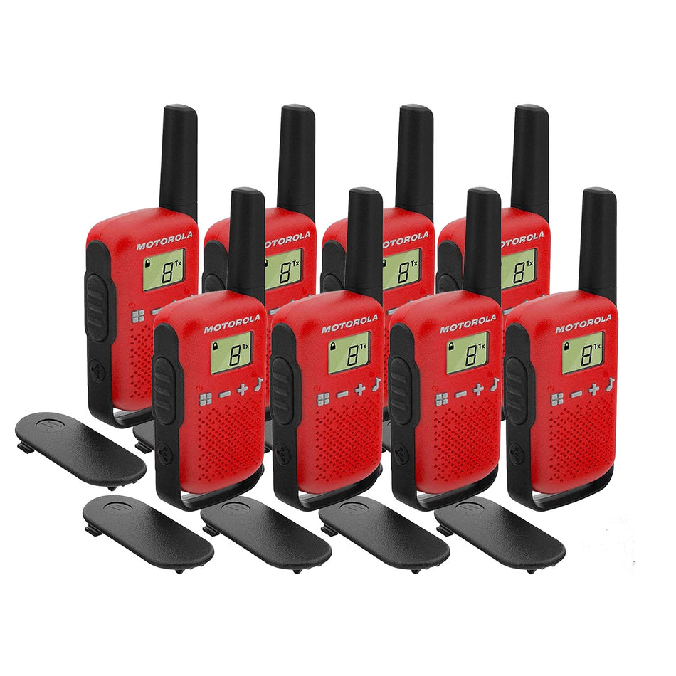 Motorola TALKABOUT T42 Eight Pack Two-Way Radios in Red