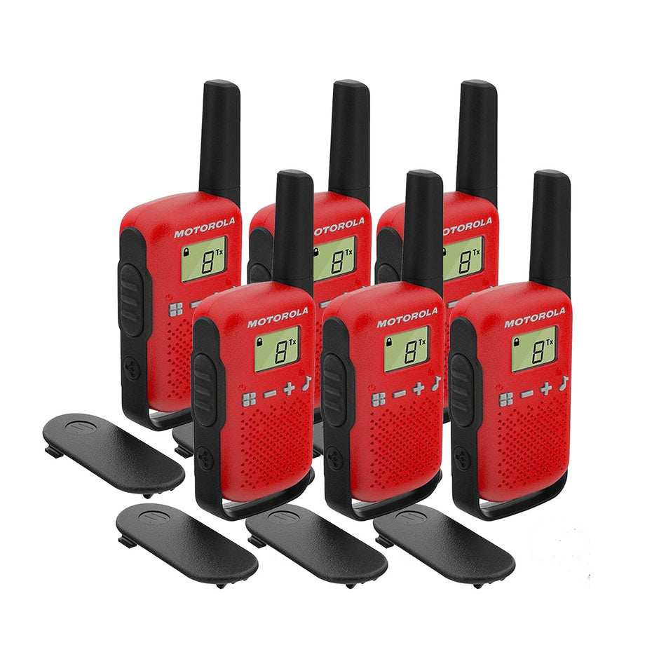 Motorola TALKABOUT T42 Six Pack Two-Way Radios in Red
