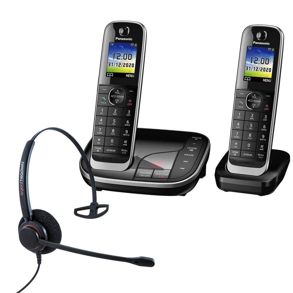 Panasonic KX-TGJ322EB Twin Cordless Phones with Corded Headset