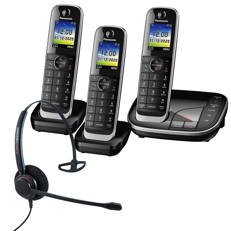Panasonic KX-TGJ323EB Trio Cordless Phones with Corded Headset