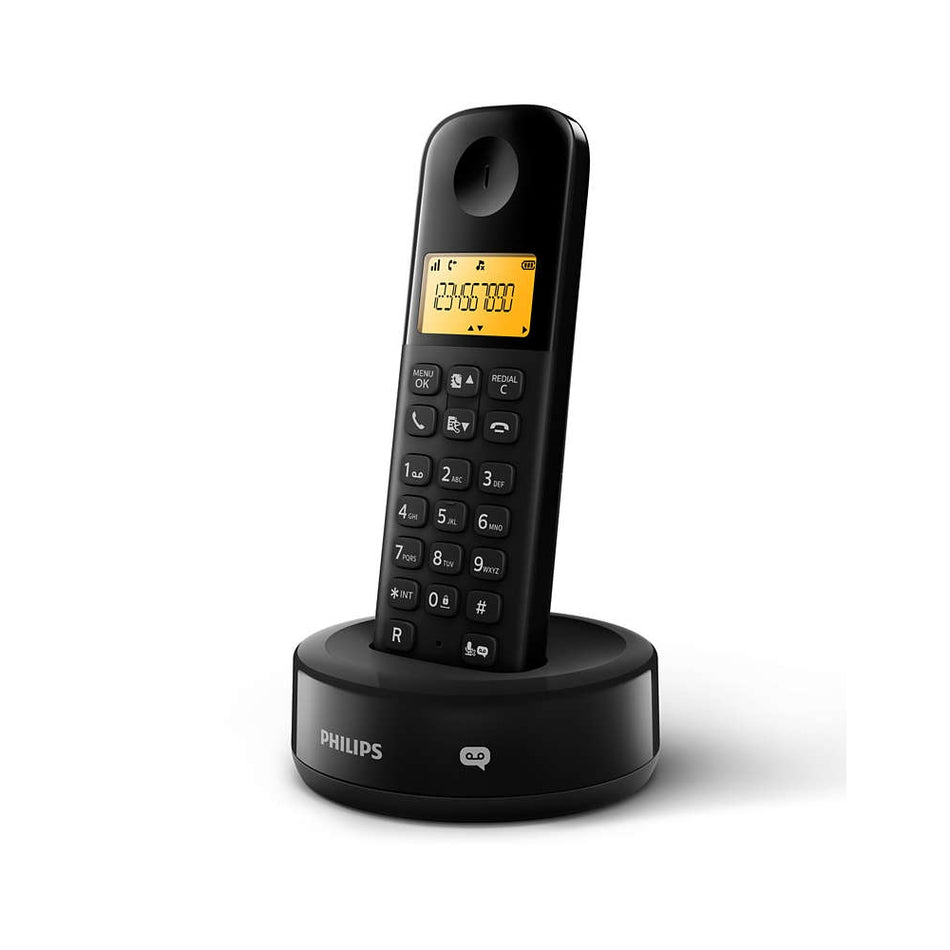 Philips D1651B Cordless Phone, Single Handset with Answer Machine