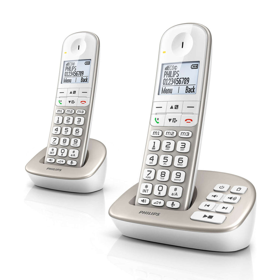Philips XL495 Cordless Phone, Twin Handset with Answering Machine