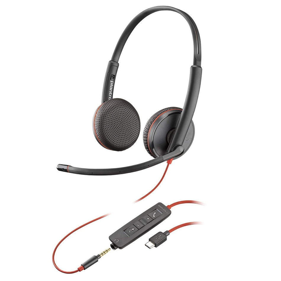 Plantronics Blackwire 3225 USB-C Stereo UC Corded Headset with 3.5mm Connection