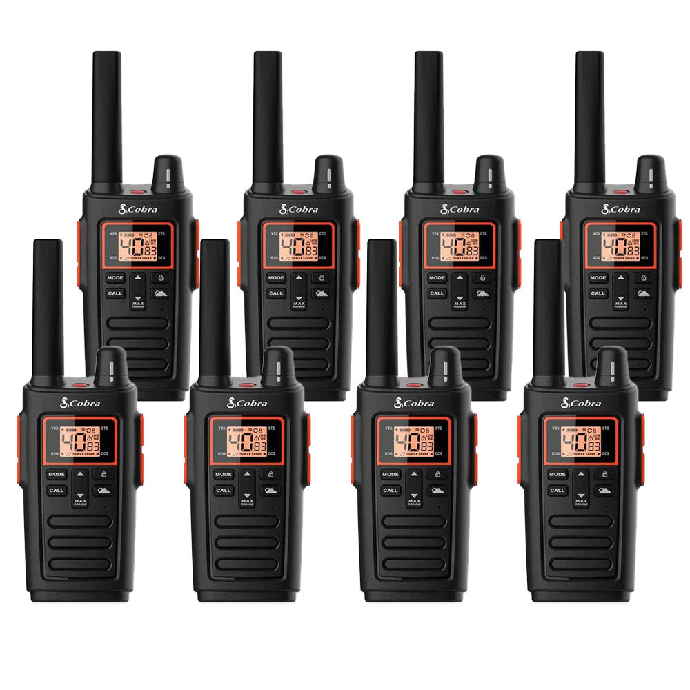 Cobra RX380 Walkie Talkie, Eight Pack Two Way Radios Cobra