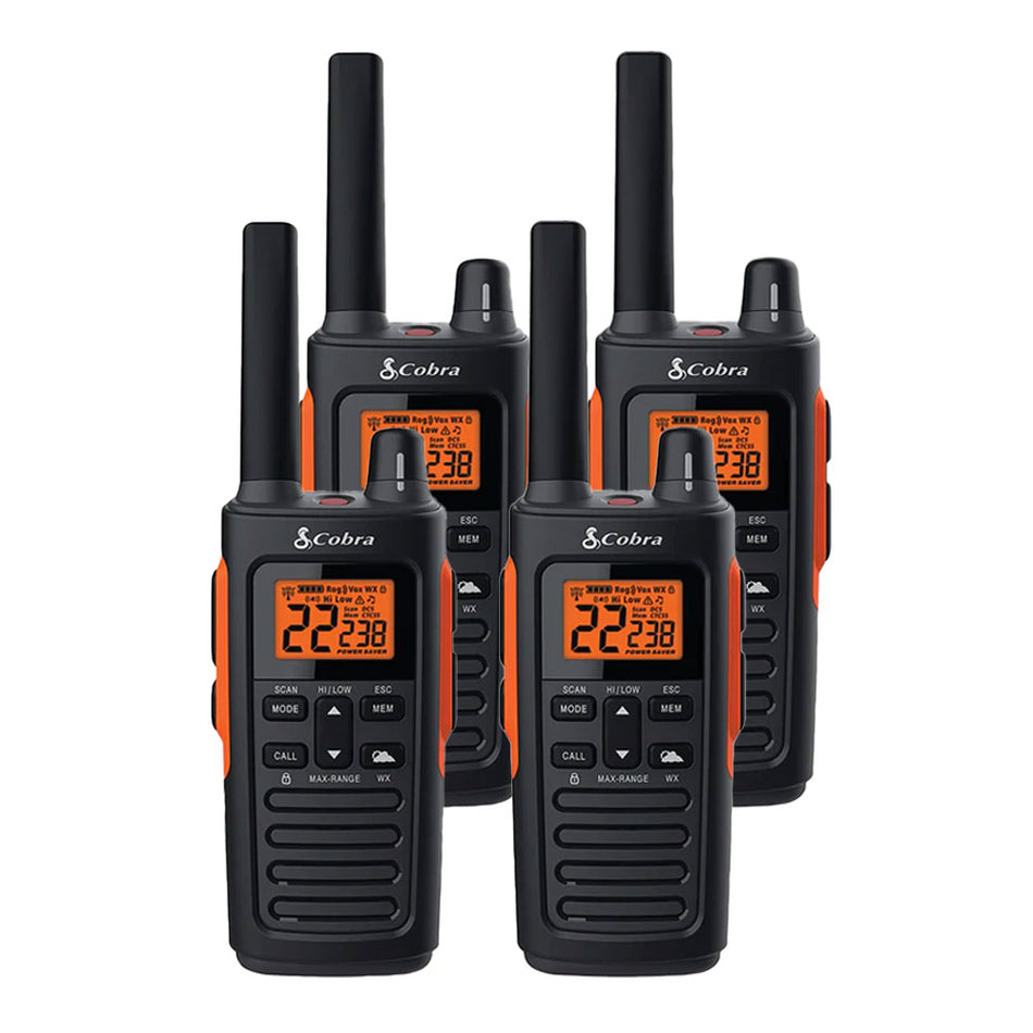 Cobra RX680 Walkie Talkies, Quad Pack Two Way Radios Cobra