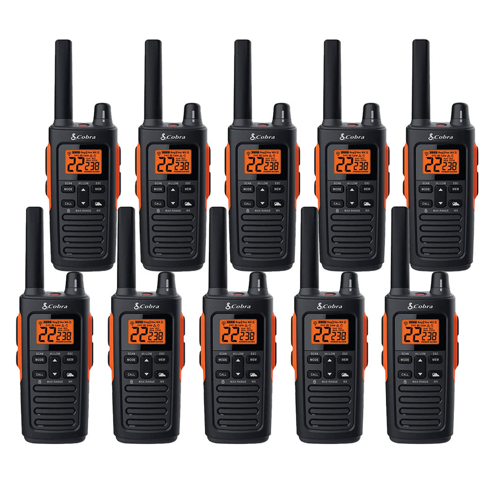 Cobra RX680 Walkie Talkies, Ten Pack Two Way Radios Cobra