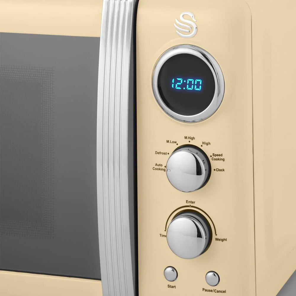 Swan 800W Digital Retro Microwave - Cream Microwaves Swan   