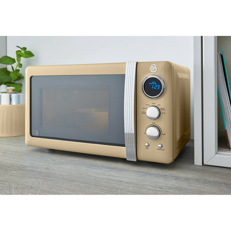 Swan 800W Digital Retro Microwave - Cream Microwaves Swan   