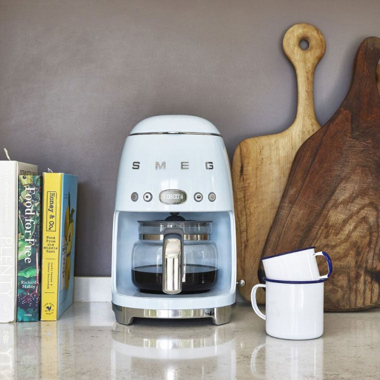 Blue Smeg coffee machine