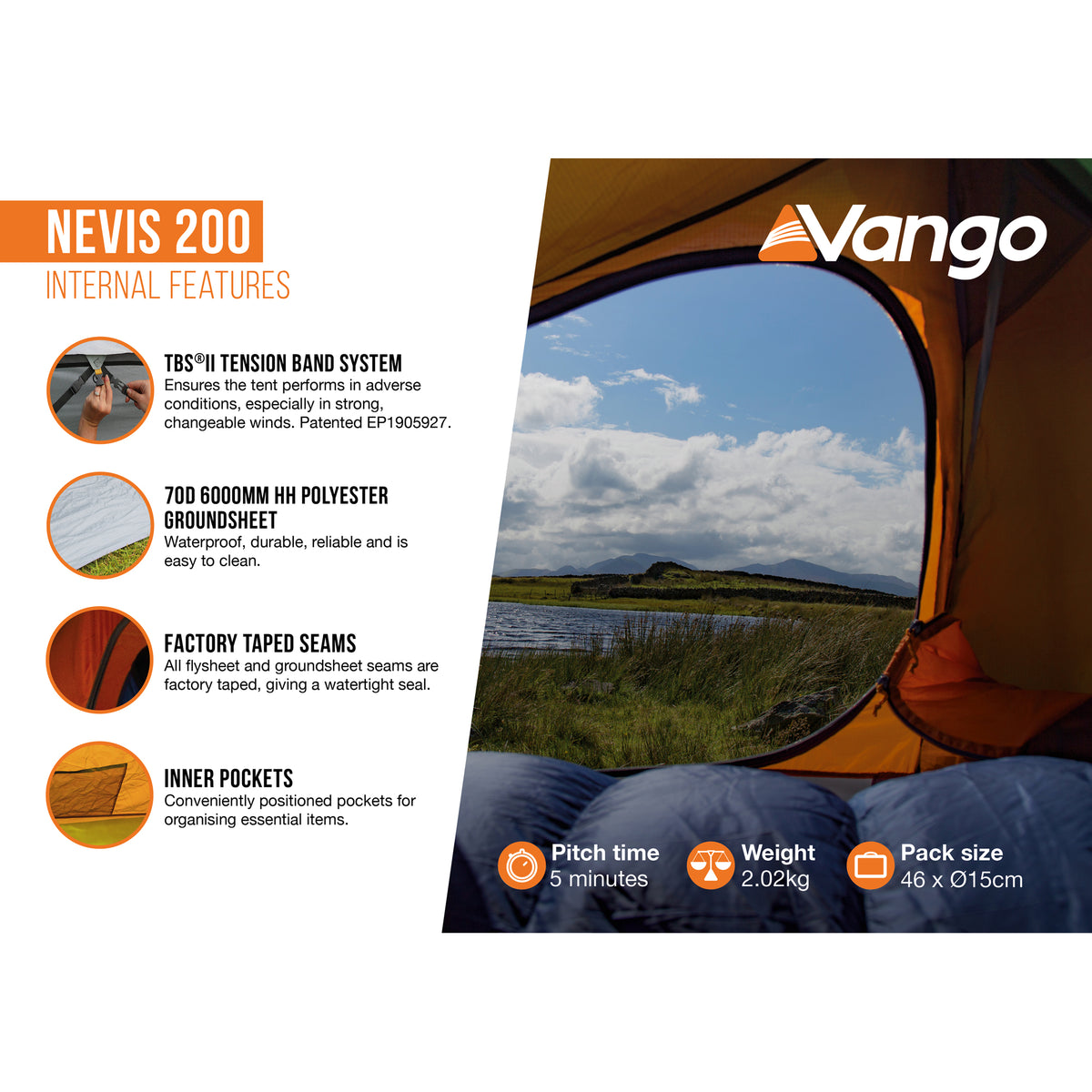 Vango Nevis 200 2-Person Tent & Sleeping Bundle Tents Vango   