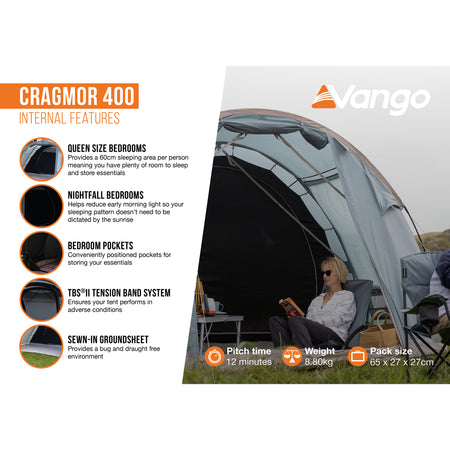 Vango Cragmor 400 4-Person Tent & Sleeping Bundle Tents Vango   