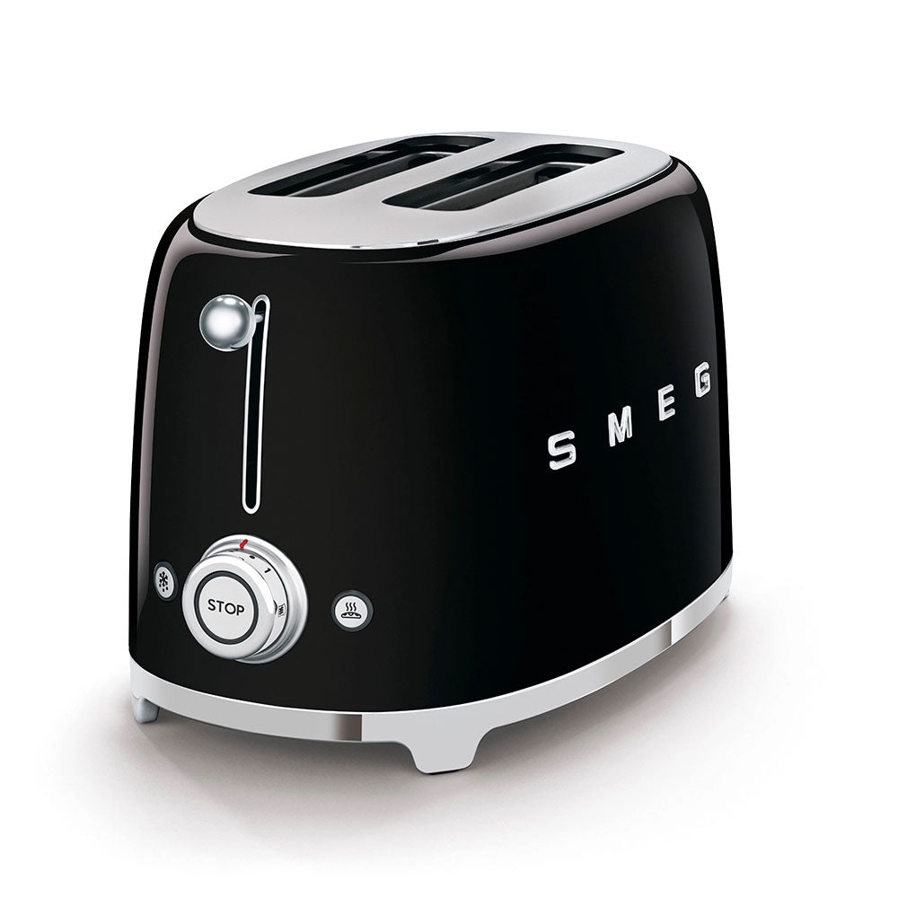 SMEG ブラック トースター 2スロット Smeg TSF01BLUK 2 Slice Toaster in Black - liGo.co.uk