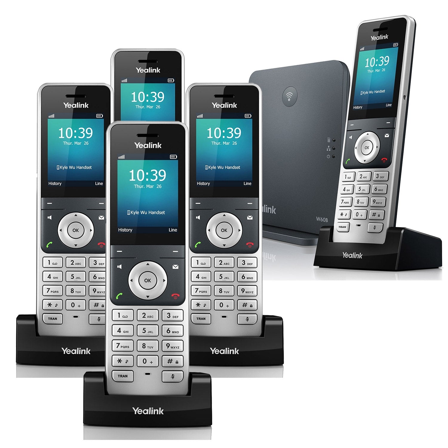 Yealink W60P VoIP Cordless Phone, Five Handsets VoiP Phones Yealink   