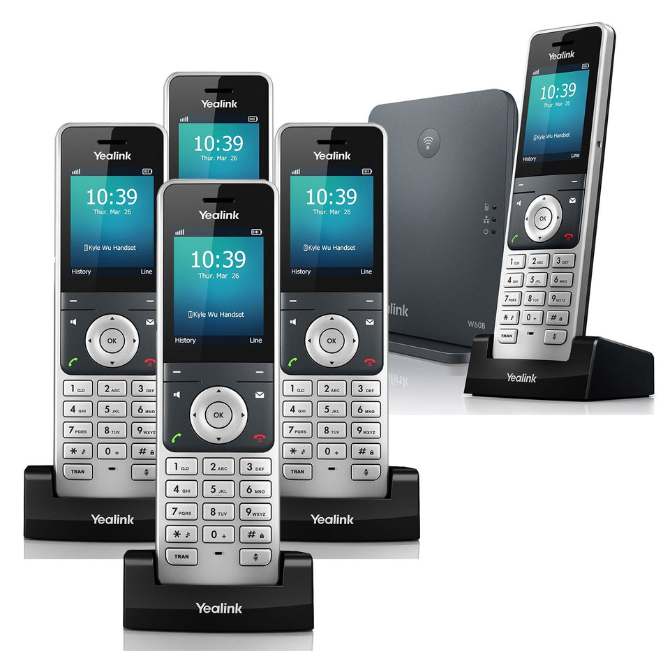 Yealink W60P VoIP Cordless Phone, Five Handsets