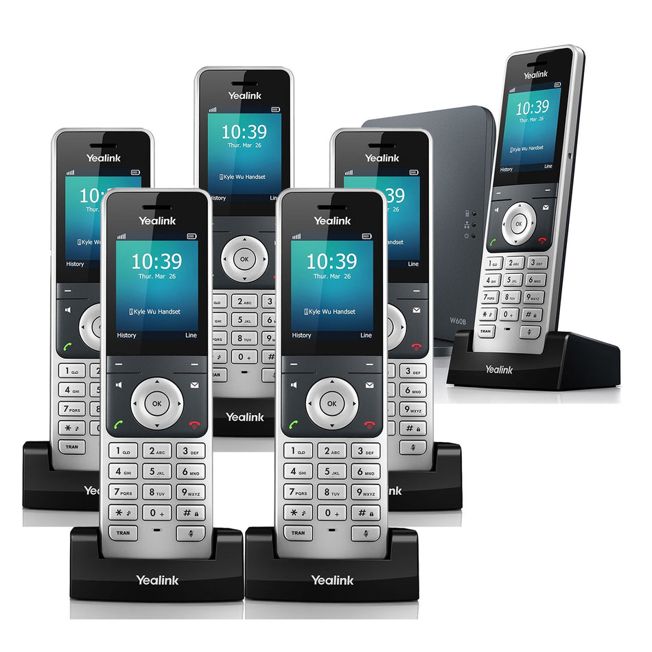 Yealink W60P VoIP Cordless Phone, Six Handsets
