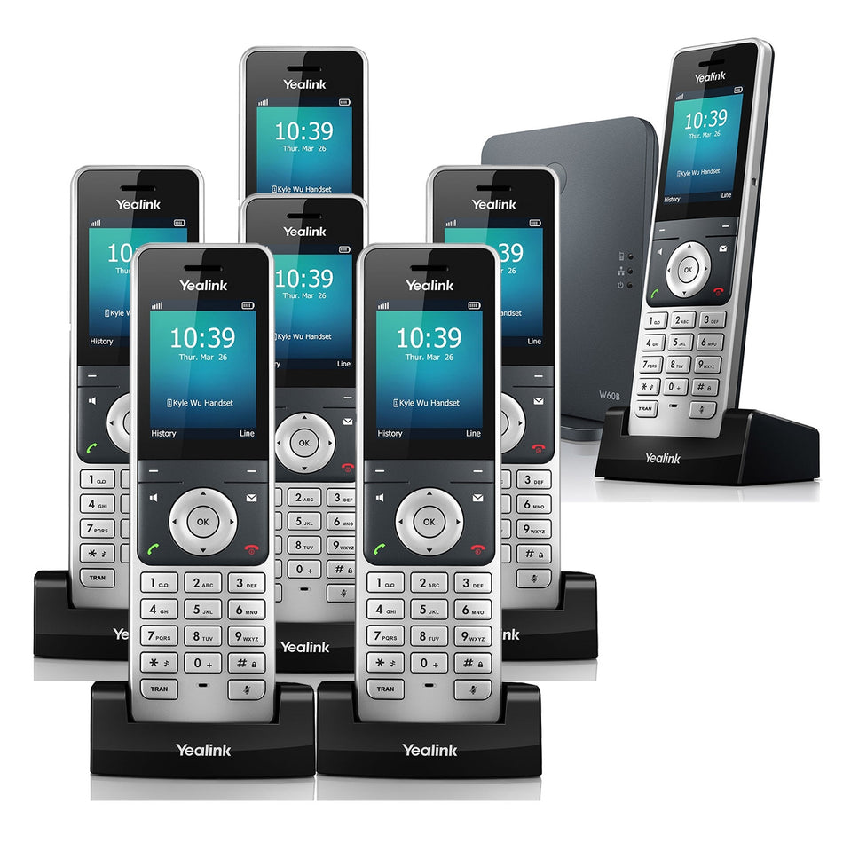 Yealink W60P VoIP Cordless Phone, Seven Handsets