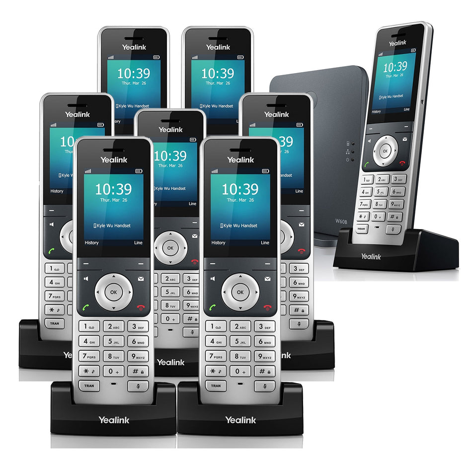 Yealink W60P VoIP Cordless Phone, Eight Handsets