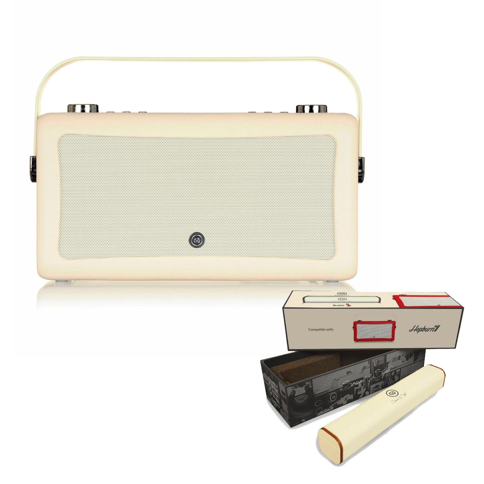 VQ Hepburn Mk II  Portable DAB+/FM Radio & Bluetooth Speaker with Rechargeable Battery Pack in Cream - 1